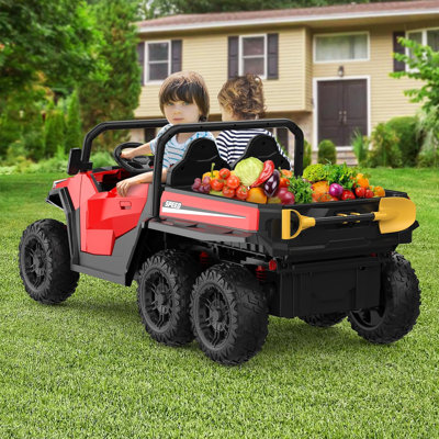 24V 4WD 6-Wheel Kids Electric Dump Truck, 2-Seater, 4×200W Motors, Remote Control, LED Lights, Music, Dump Bed