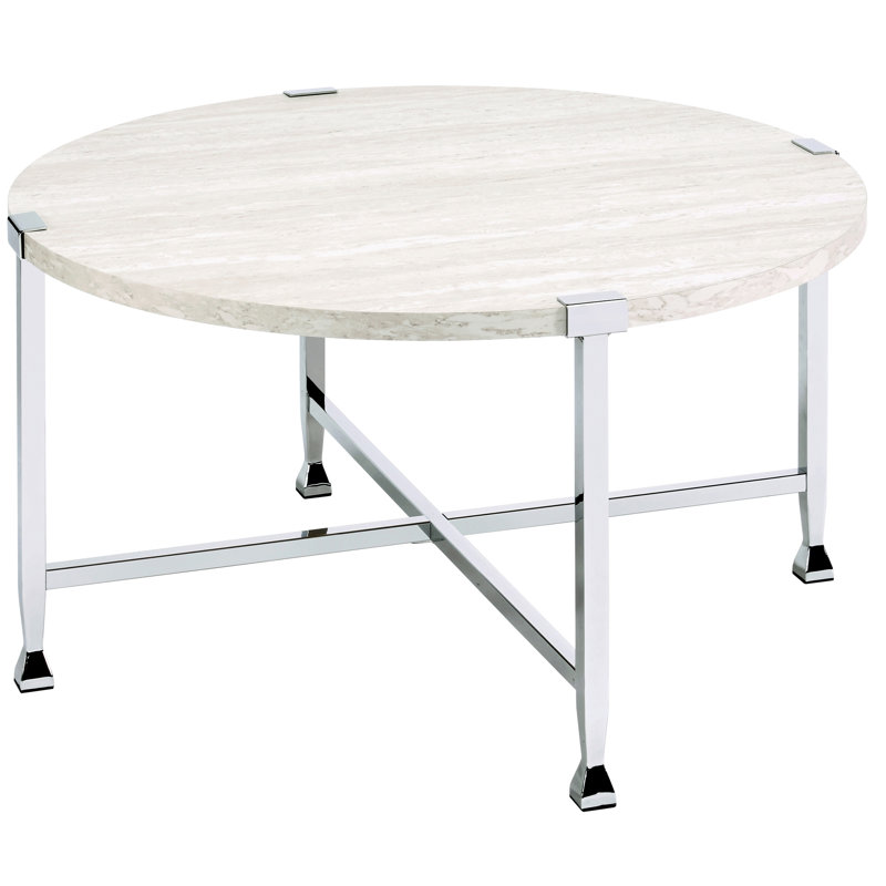 Chêne blanc et table basse - industriel, rond pour espace de vie industriel fabriqué en et
