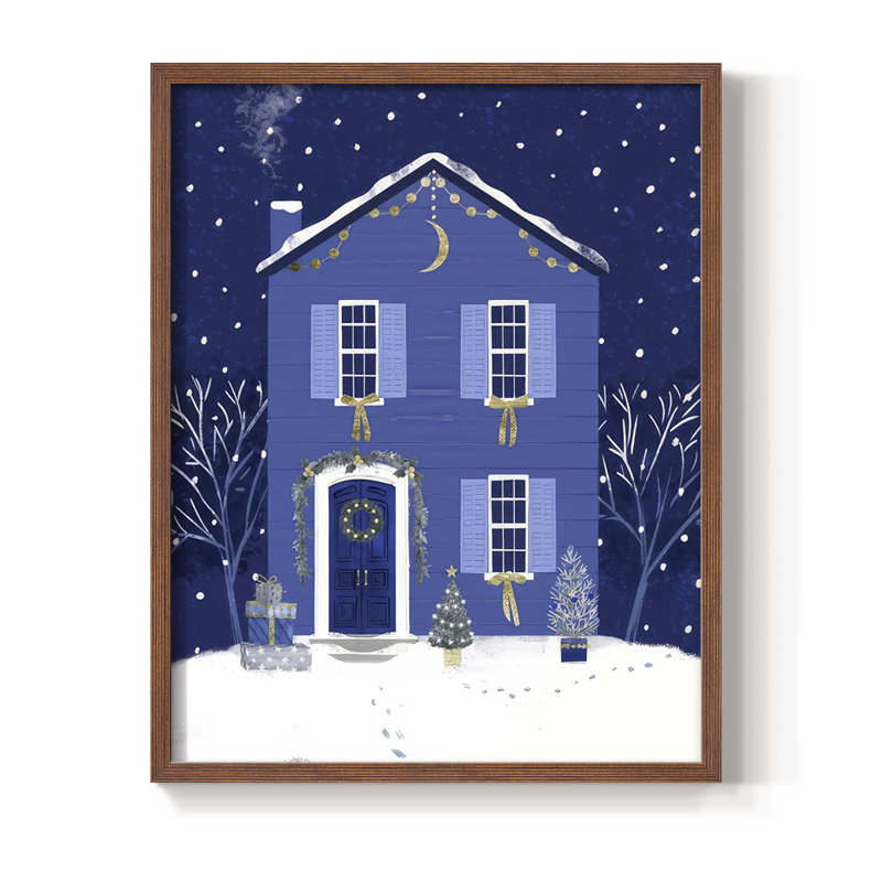 «Quiet Winter Home I», reproduction encadrée - bois massif, 21'' H x 17'' W, Walnut
