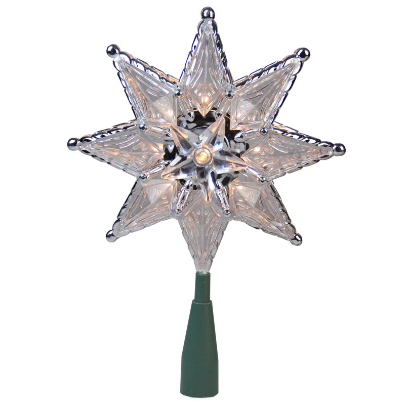 8" Star Christmas Tree Topper - Clear Lights, Silver