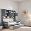Lit de jour tout-en-un en bois avec 2 tiroirs, armoires et tablettes-323349043-323349053
