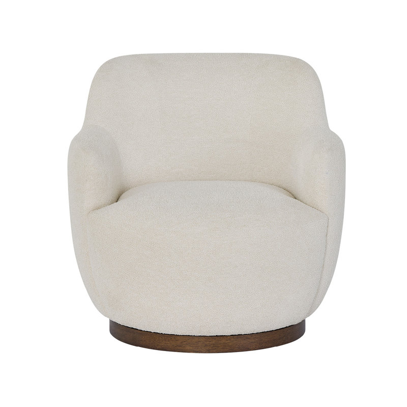Curated Swivel Armchair, Polyester, Cream
