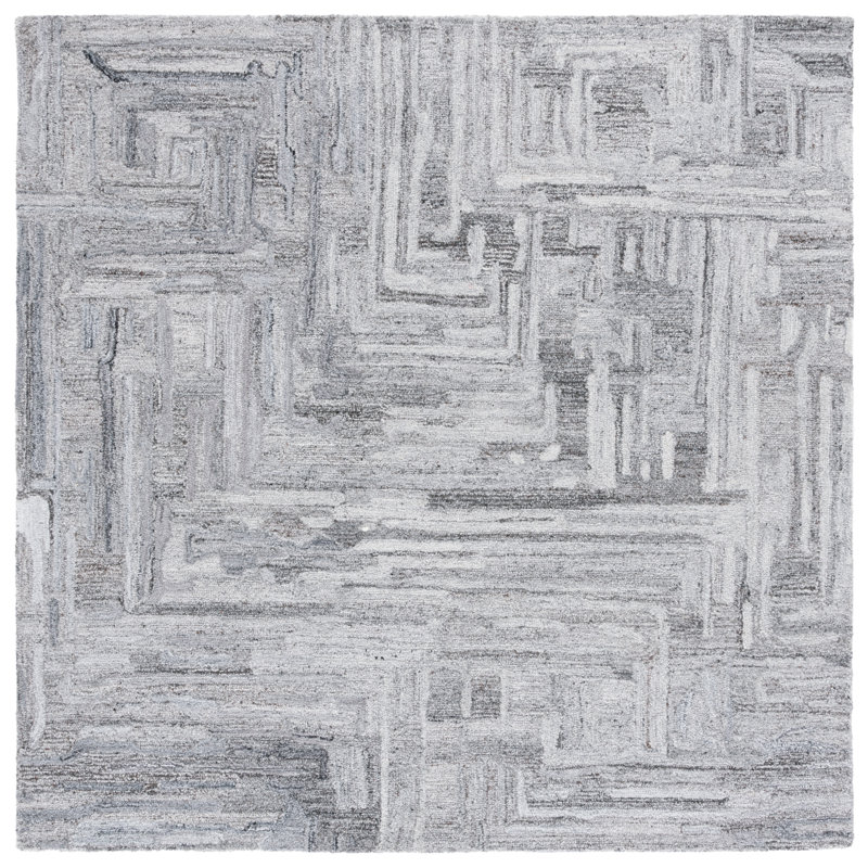 Quirt Abstract Hand Tufted Performance Abstract Rug, Square 6'