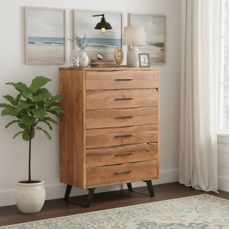 Keerat 5-drawer Live Edge Solid Wood Chest
