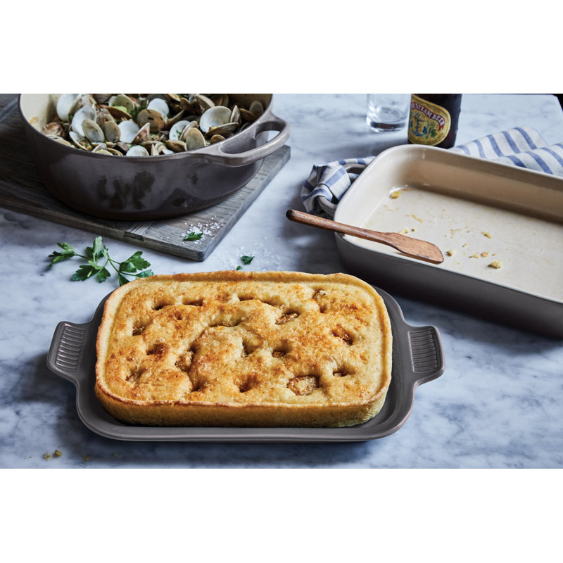 Le Creuset Stoneware 2.75 Qt Rectangular Dish with Platter Lid, Oyster
