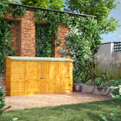Powersheds 10 x 2ft Pent Timber Tongue & Groove Bike Shed