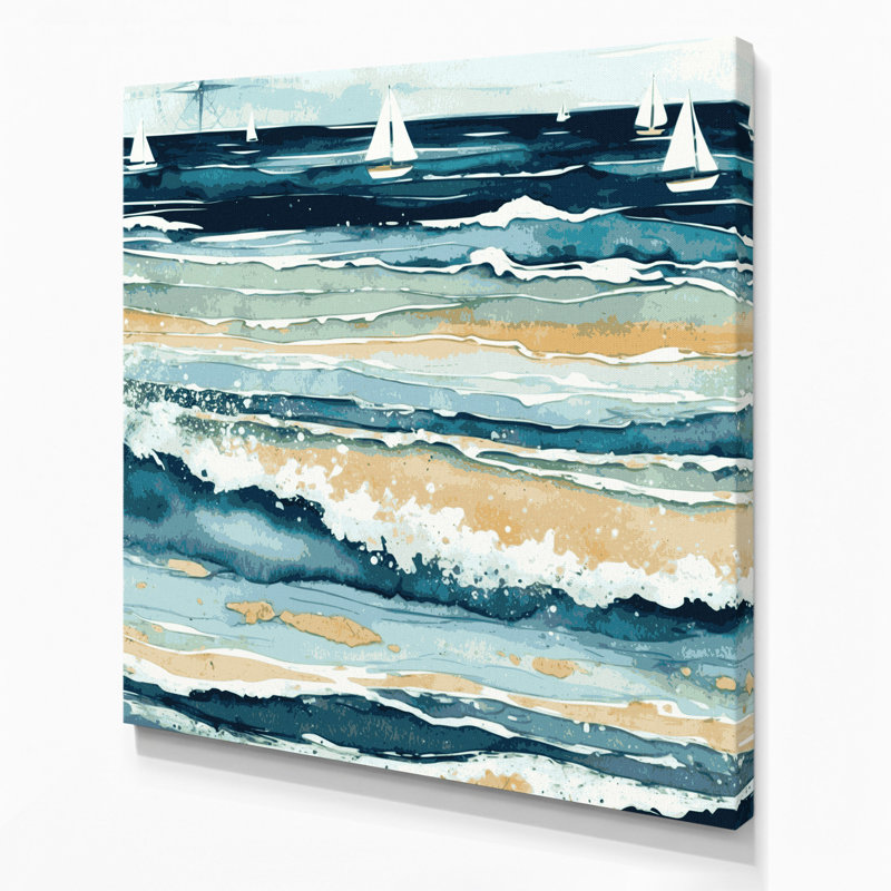 "Nautical Coastal Colors", art mural sur toile beige, H 16 po x l 16 po