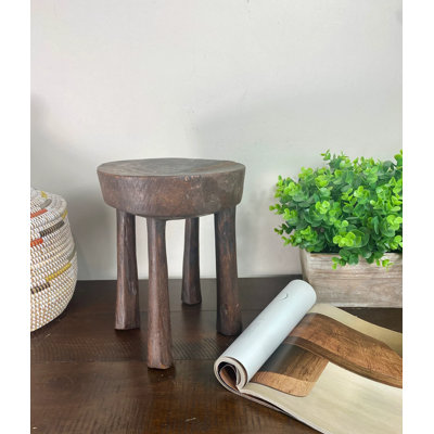 Hand-Carved Wooden Stool – Traditional African Style Side Bench Or Accent Table