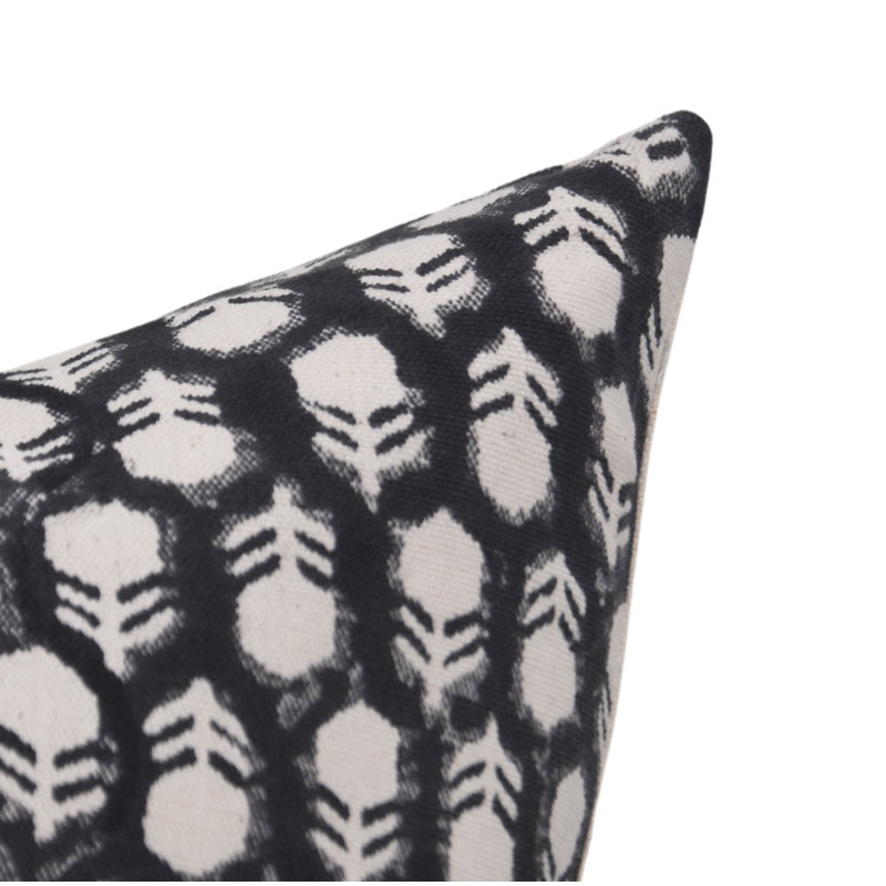 Fbdivine Handcrafted Block Print Cushion Cover Modern Floral Cotton Decorative Pillow- Tulsi Buti, 22"H x 22"W