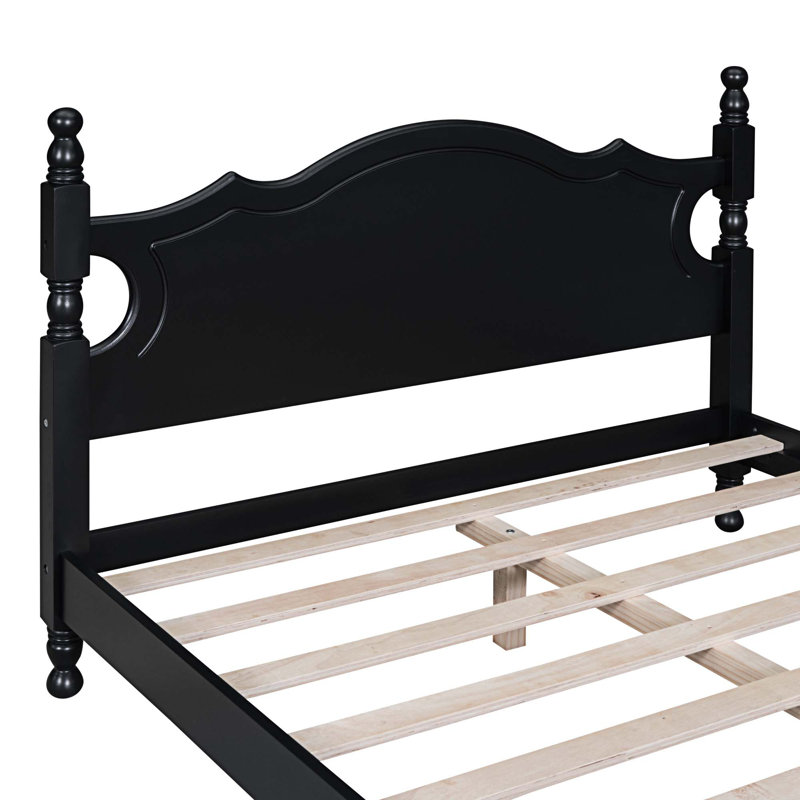Lit plateforme Mariacamila, Noir incorrect, Double