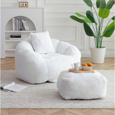 Fauteuil à billes géant avec repose-pieds, fauteuil à billes surdimensionné pour adultes et enfants, grand fauteuil en fausse fourrure avec rembourrage, grand canapé rembourré, canapé pour jouer, salon chambre à coucher
