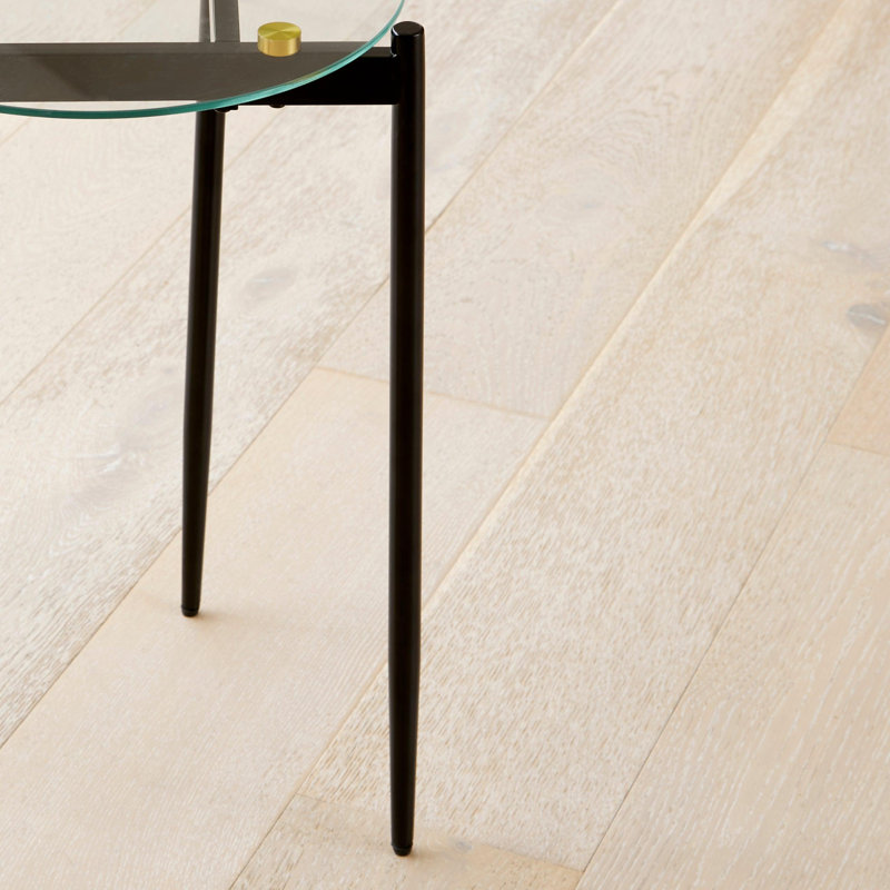 Damyia Glass Top End Table, Matte Black