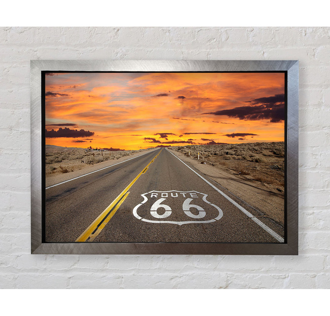 Route 66 Sonnenuntergang Gerahmter Druck