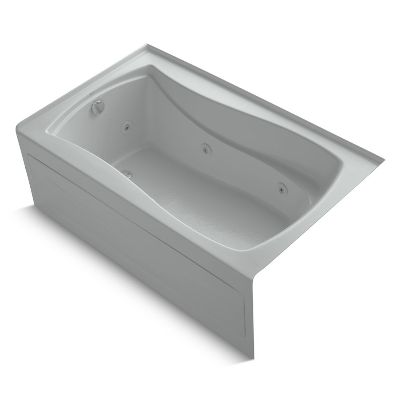 Mariposa® 60" x 36" Alcove in Whirlpool Acrylic Bathtub with Heater, Ice Gray, Left