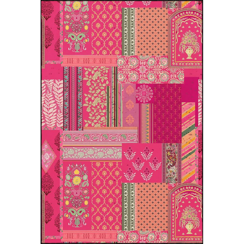 Tapis décoratif créatif moderne avec motif floral rose, Rectangle 2'4" x 4'