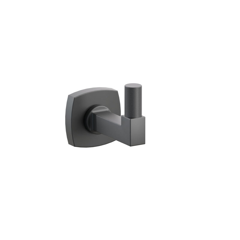 Emtek Select Single Hook w/ Soft Square Rosette, Square Stem & Knurled Tip, Polished Chrome