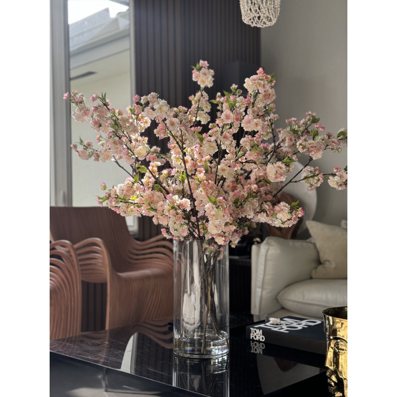 Cherry Blossoms In 16" Glass Cylinder, Pink
