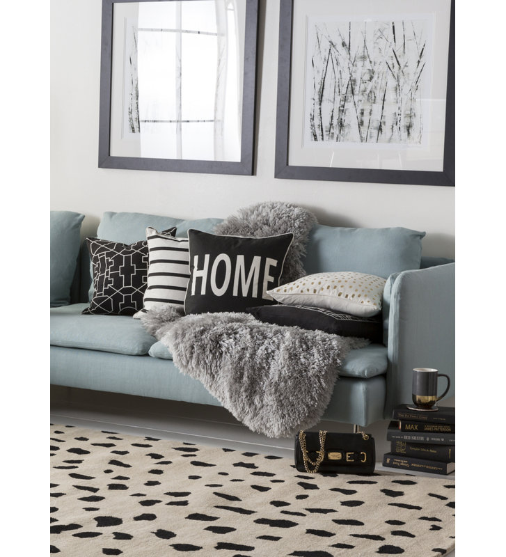 Manylath Square Cotton Pillow Cover & Insert, Black/White, No Fill
