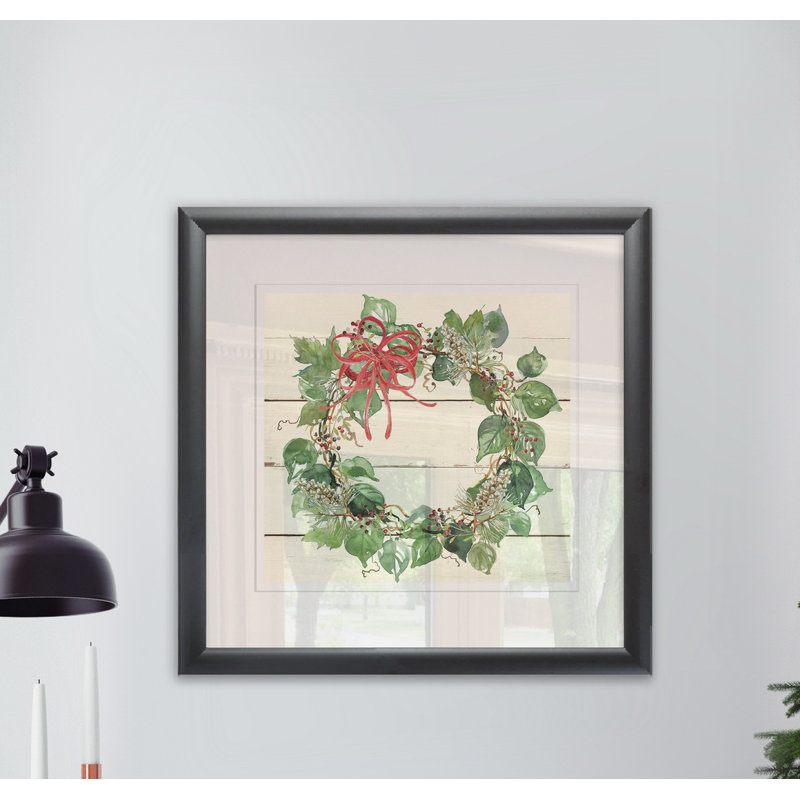 « couronne de noël », peinture, Blanc / aubergine / banane / brun clair / rouge br, H 17,5 po x l 17,5 po x P 1,5 po