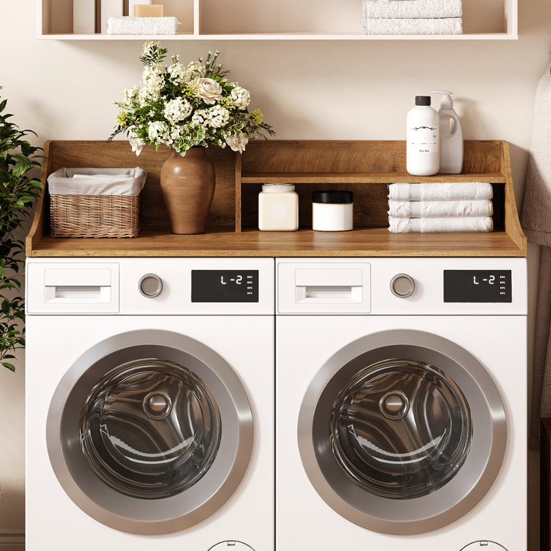 2-Layer Washer Dryer Countertop ，Laundry Countertop with Storage Shelf, Brown