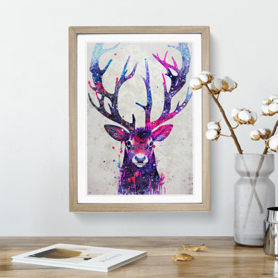 XV1022-4168X Stag Painted No.1 - Single Picture Frame Print