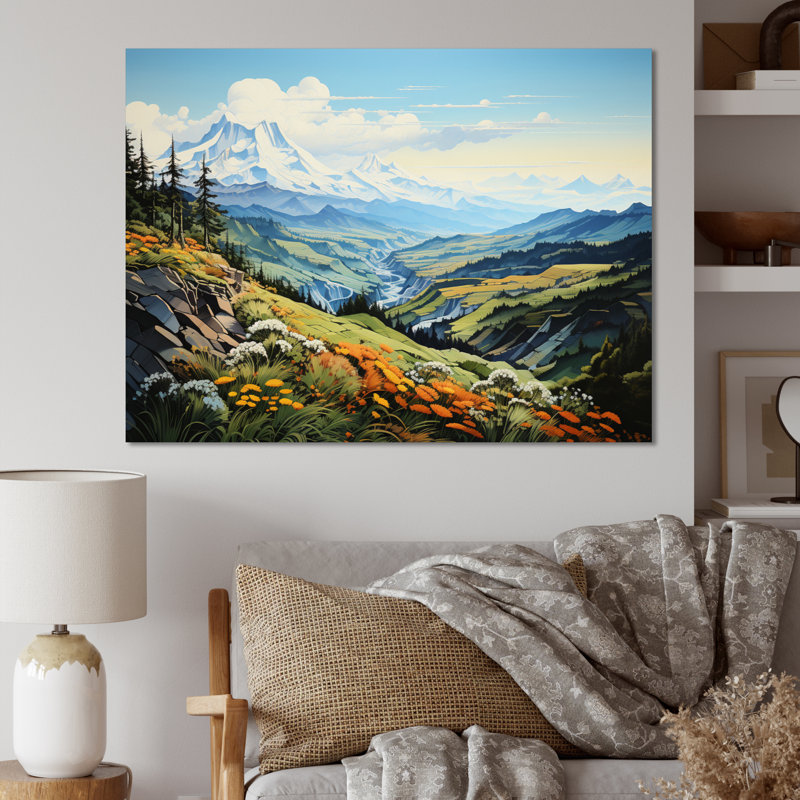 «Bitia Green Mountains Summer Peaks Pastoral I», reproduction d'art sur toile, Toile tendue, H 24 po x l 32 po x P 1 po