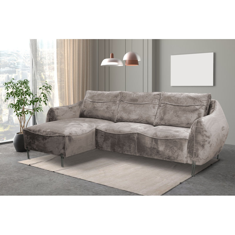 Adly 3 Seater Fabric Sofa & Chaise, Left Hand Facing, Beige