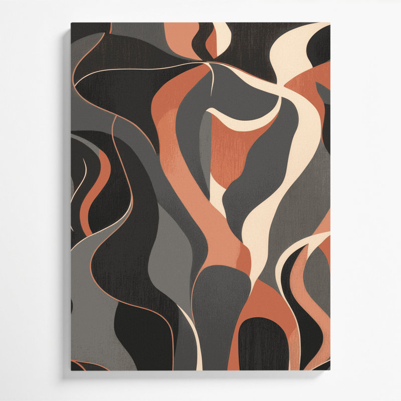 Abstrait art figuratif gris sur toile 68, H 18 po x l 12 po