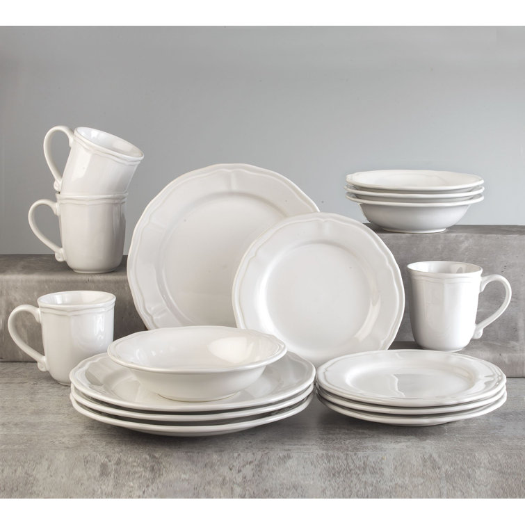 Stone + Lain Tom Stoneware Grey and Blue Dinnerware Set | 16-Piece 8