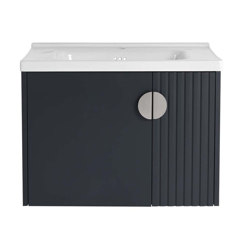Meuble-lavabo simple avec plateau en céramique 27,75 po Kinadee, Noir
