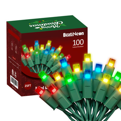 25FT-100 Lights Multicolor Mini LED String Lights Commercial Grade Waterproof for Holiday Decoration, Christmas Decors