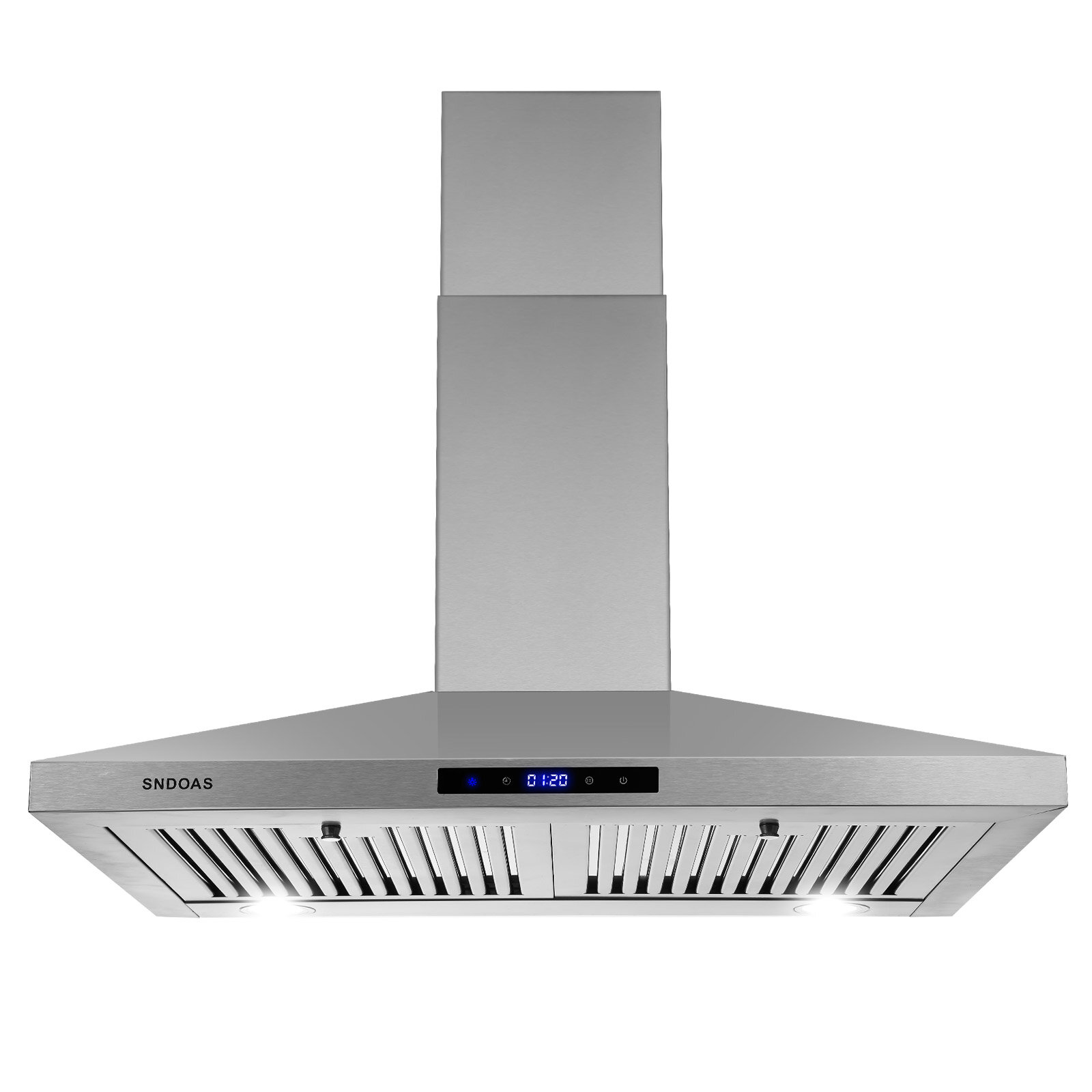  SNDOAS Black Range Hood 24 inch,Black Vent Hood,Stainless Steel  Chimney-Style 24 inch Range Hood,Ductless Range Hood with 3-Speed Exhaust  Fan,LED Light,Wall Mount Kitchen Hood,Over Stove Vent : Appliances