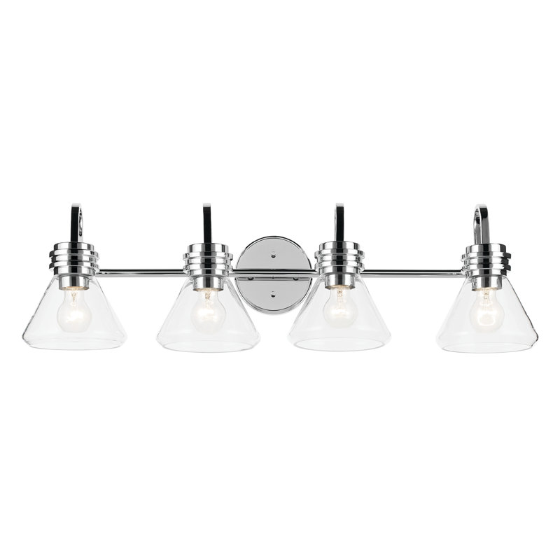 34" 4-Light Vanity Light with Clear Glass, Chrome