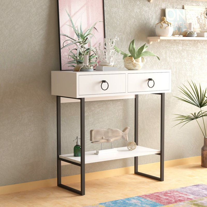 Buffet blanc moderne avec pieds en métal, 35,4 x 35,4 x 13,9 pouces | 100% panneau de particules enduit de mélamine, épaisseur: 0,7 pouce | Comprend plusieurs tablettes, une conception murale, parfaite pour les espaces industriels et contemporains