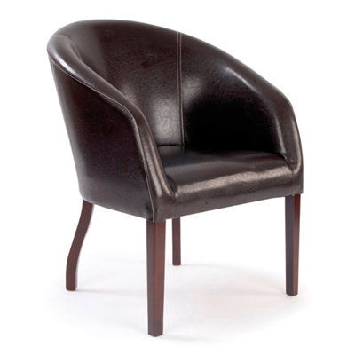 Faux Leather Barrel Chair