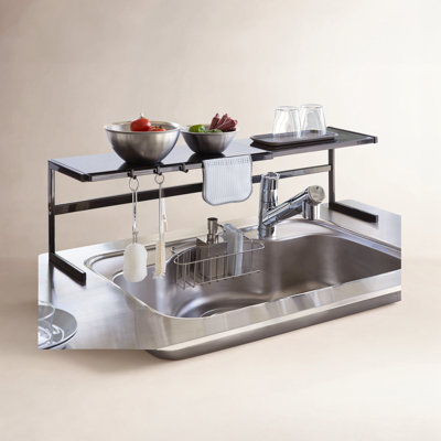 Yamazaki Home Expandable Support Rack - Kitchen Storage Shelf Organizer, Steel, Expandable