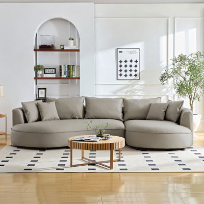 128.74" Modern Upholstered 5-Seat Sectional Curved Sofa Couch