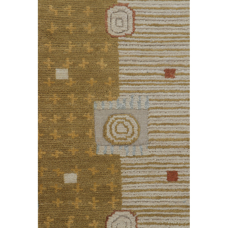 Scandinavian Hand Knotted Wool Geometric Area Rug, Rectangle 12' x 15'