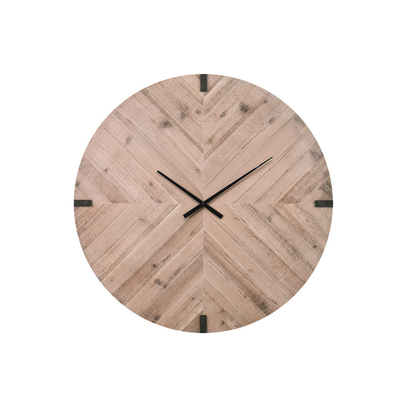 Horloge murale, ronde, 30 po, grande horloge murale, brune, contemporaine, moderne, Brun