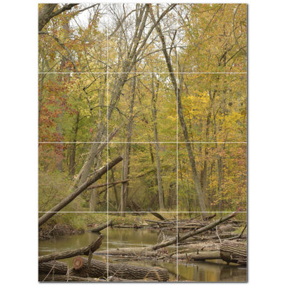 Autumn Photo 6'' x 6'' Satin Ceramic Decorative Mural