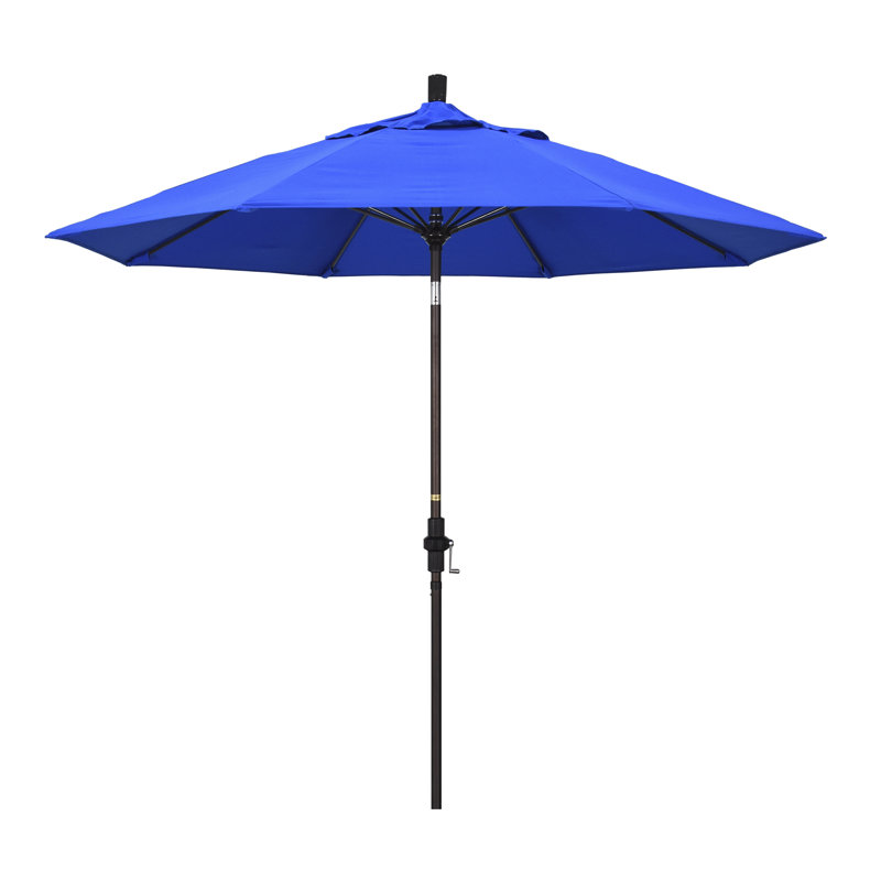 Parasol de marché Sunbrella® 9 pi Roverta, Toile Sunbrella® bleu pacifique, Noir