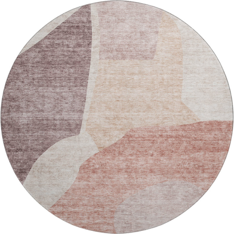 Premium Machine Washable Prisco Blush Rug, Round 8'