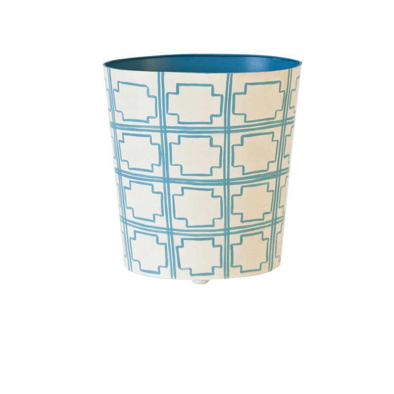 2 Gallons Waste Bin, Cream/Blue