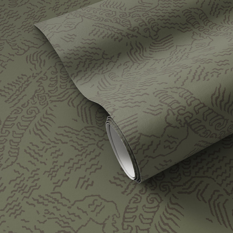 Balkan Abstract Wallpaper, 12"x8", Balkan Olive Night II