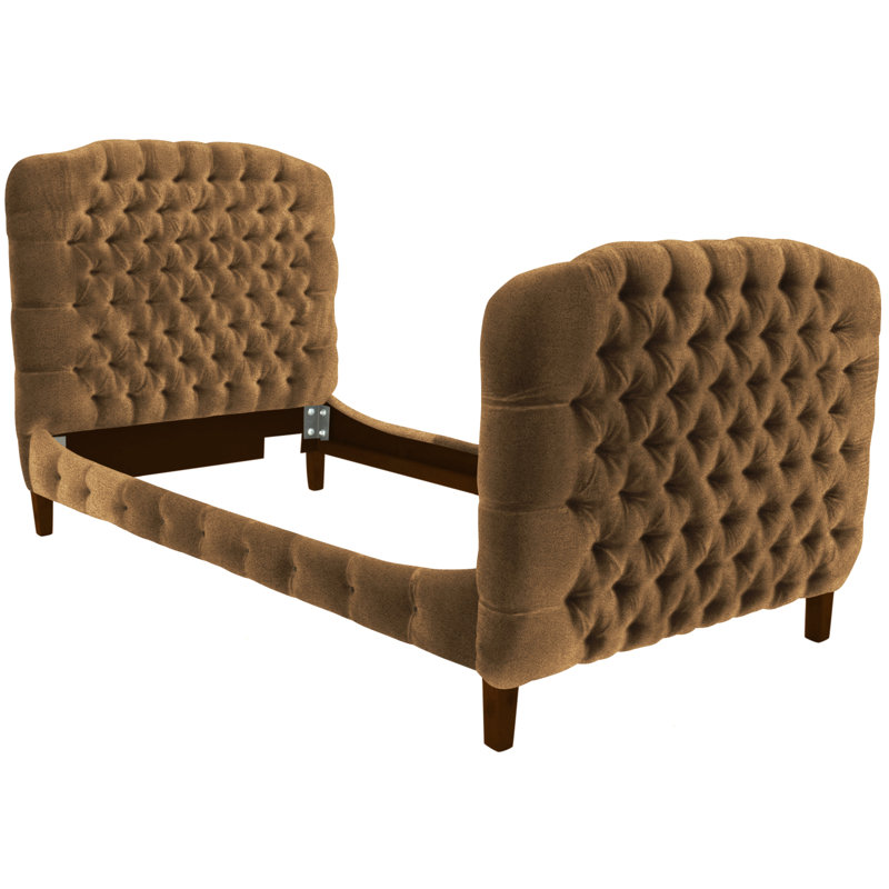 Upholstered Twin Bed, Alistair Black, French Dark Chocolate