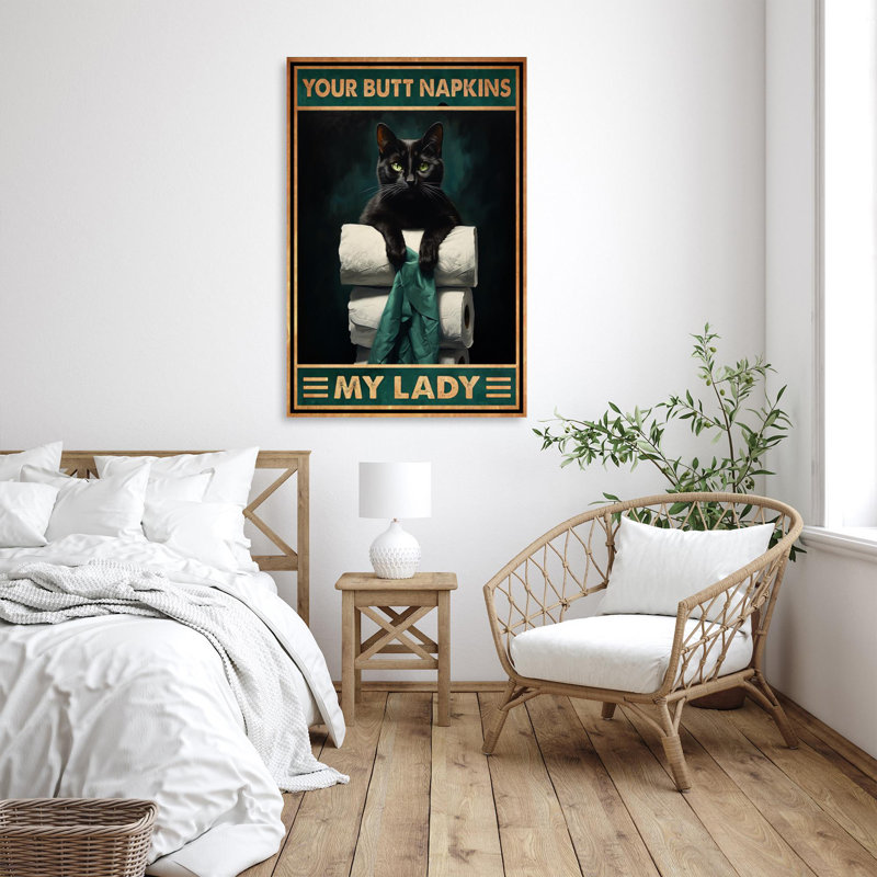 «Black Cat Your Bout Napkins My Lady», reproduction sur toile, H 36 po x l 24 po x P 1,25 po