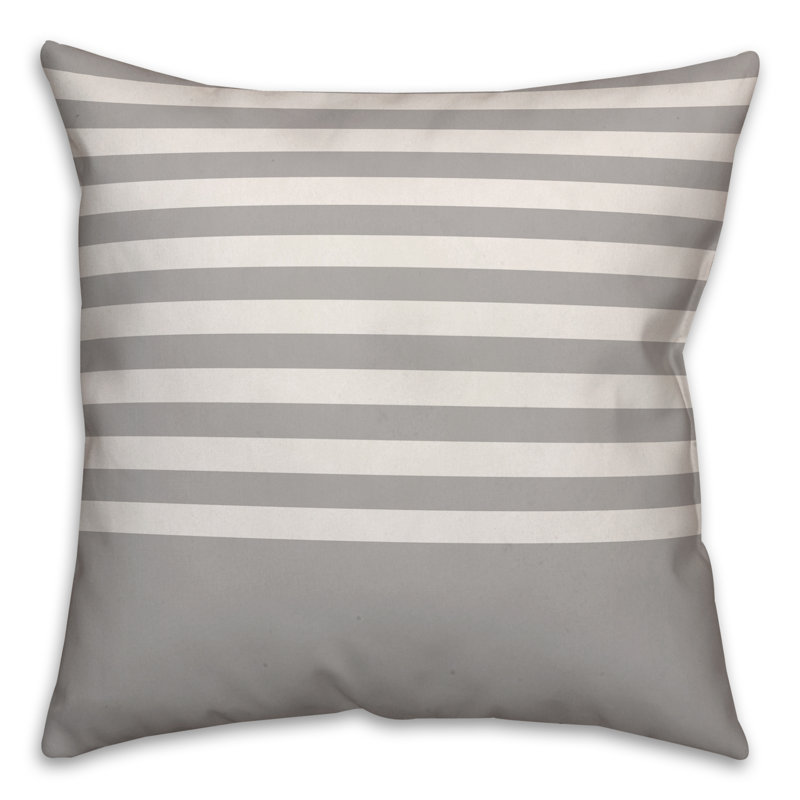  Housse de coussin Block Stripe, 16 po x 1 po, Gris / blanc, Pas de bourre
