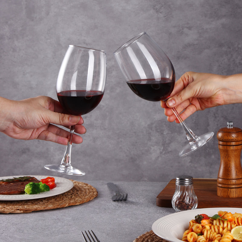 Verres à vin Lorren Home Trends, verre transparent, capacité de 16 onces, long pied, ensemble de 6