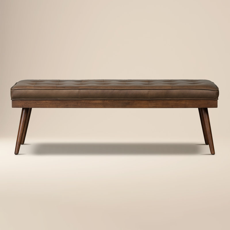 Luca Full-Grain Italian Genuine Leather Bench, Cocoa Brown