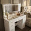 Meuble-lavabo moderne avec miroir lumineux, armoire de rangement à 9 tiroirs avec éclairage DEL réglable et plateau en verre-177640185